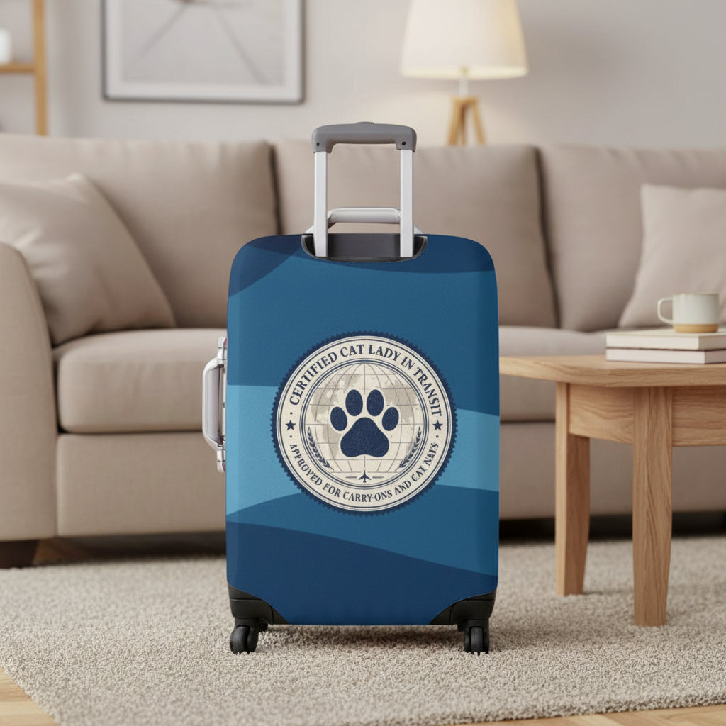 Certified Cat Lady in Transit – Carry-On Approved Luggage Cover (18"–21") (Small)