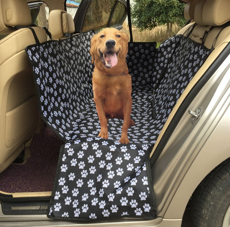 Waterproof Dog Back Seat Hammock Cover with Safety Belt - Pet Car Mat Protector
