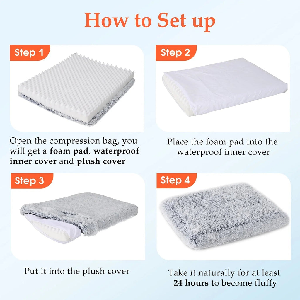Large Dog Bed – Soft Gray Plush Mat