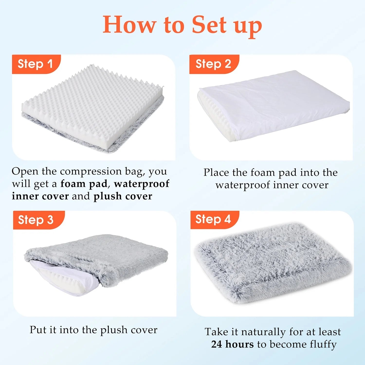 Large Dog Bed – Soft Gray Plush Mat