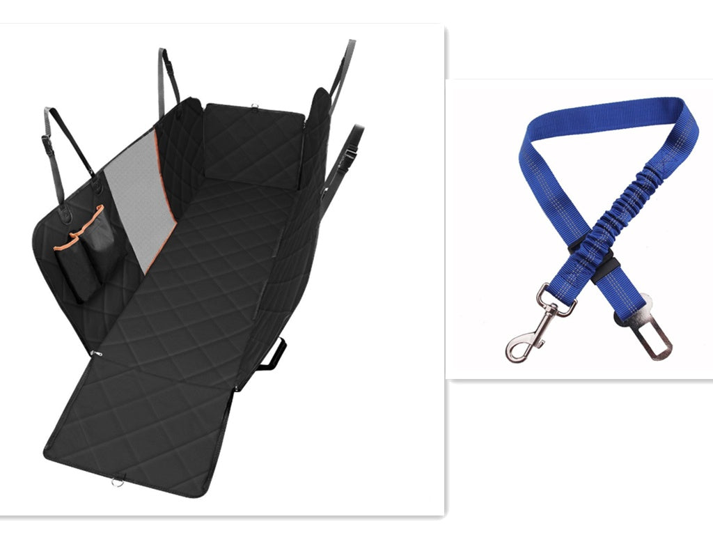 Dog Car Seat Cover Hammock with Mesh View Window - Safety Protector with Zipper & Pocket