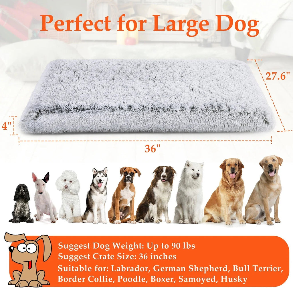 Large Dog Bed – Soft Gray Plush Mat
