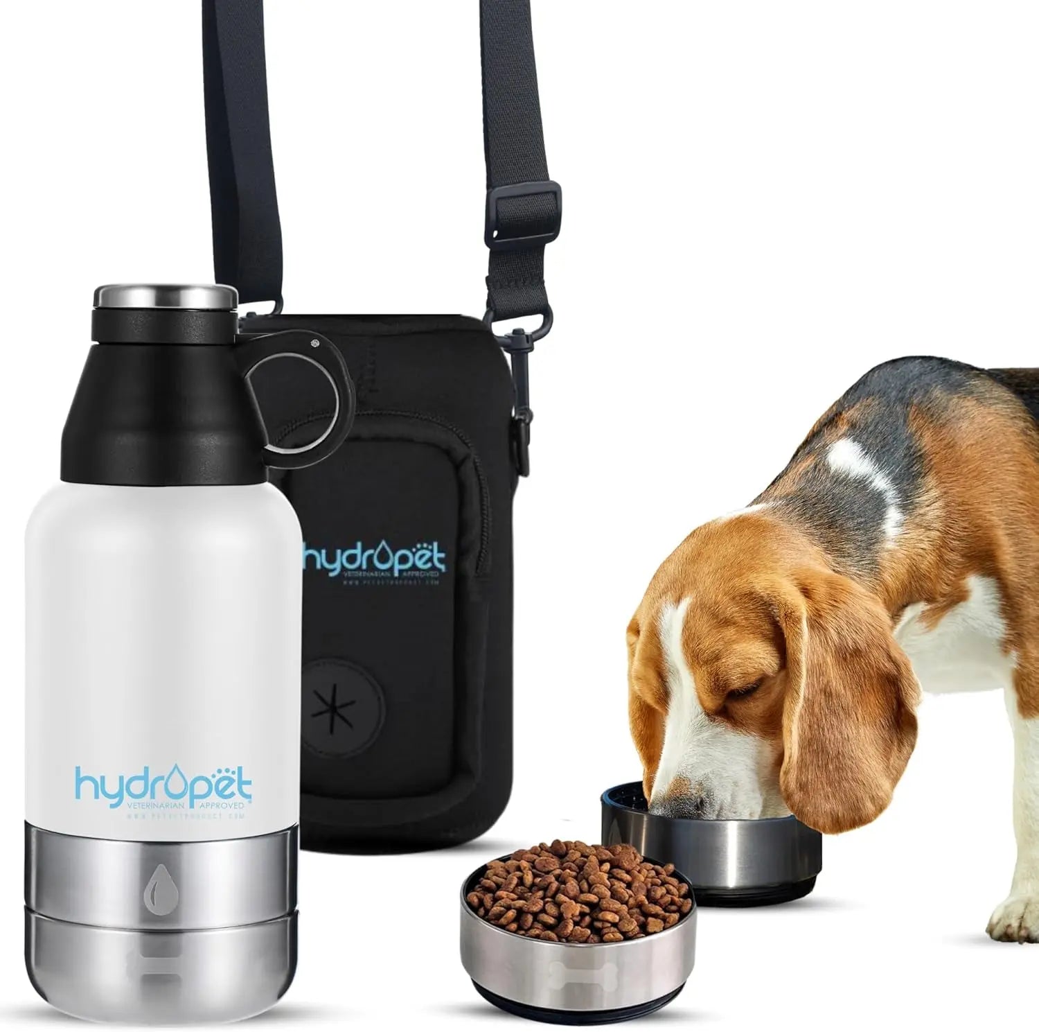 Insulated Dog Travel Water Bottle with Food Bowl