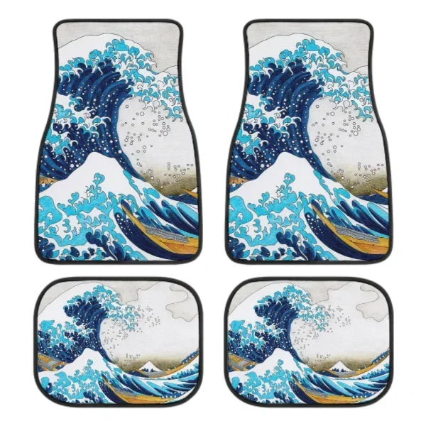 Great Wave Off Kanagawa 4-Piece All-Weather Car Floor Mats - Universal Fit for SUVs, Sedans, Trucks