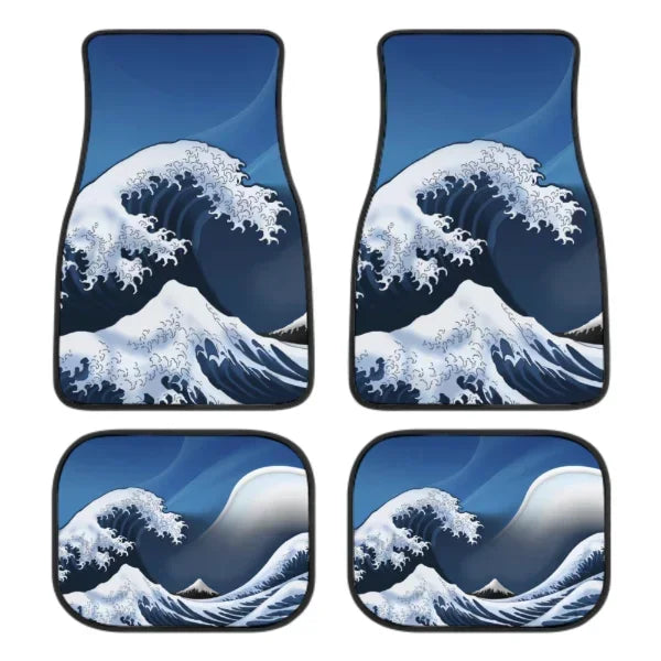Great Wave Off Kanagawa 4-Piece All-Weather Car Floor Mats - Universal Fit for SUVs, Sedans, Trucks