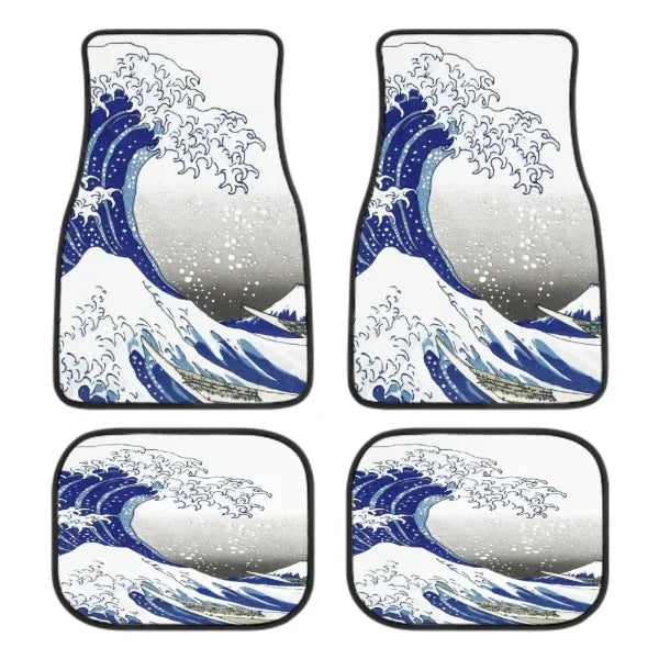 Great Wave Off Kanagawa 4-Piece All-Weather Car Floor Mats - Universal Fit for SUVs, Sedans, Trucks
