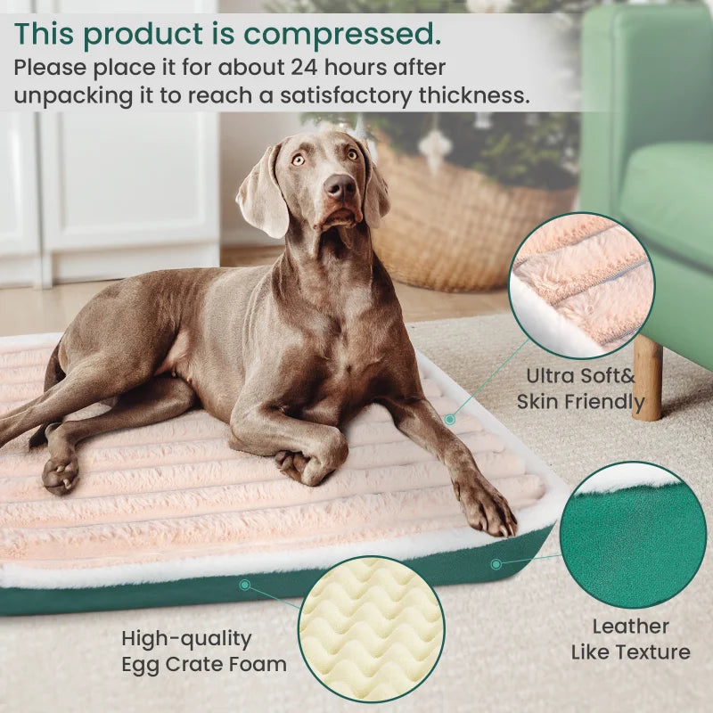 Washable Waterproof Dog Bed Mat with Removable Zipper Cover – Egg Crate Foam Pet Cushion for Large Dogs (M/L/XL/XXL, 19.7–47.2 in | 50–120 cm)