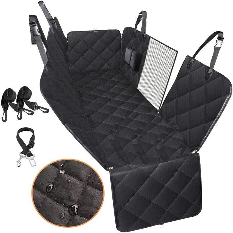 Dog Car Seat Cover Hammock with Mesh View Window - Safety Protector with Zipper & Pocket