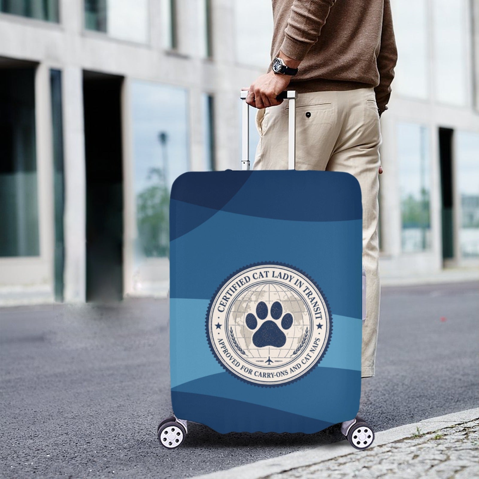 Certified Cat Lady in Transit – Luggage Cover (28"–30") (Extra Large)