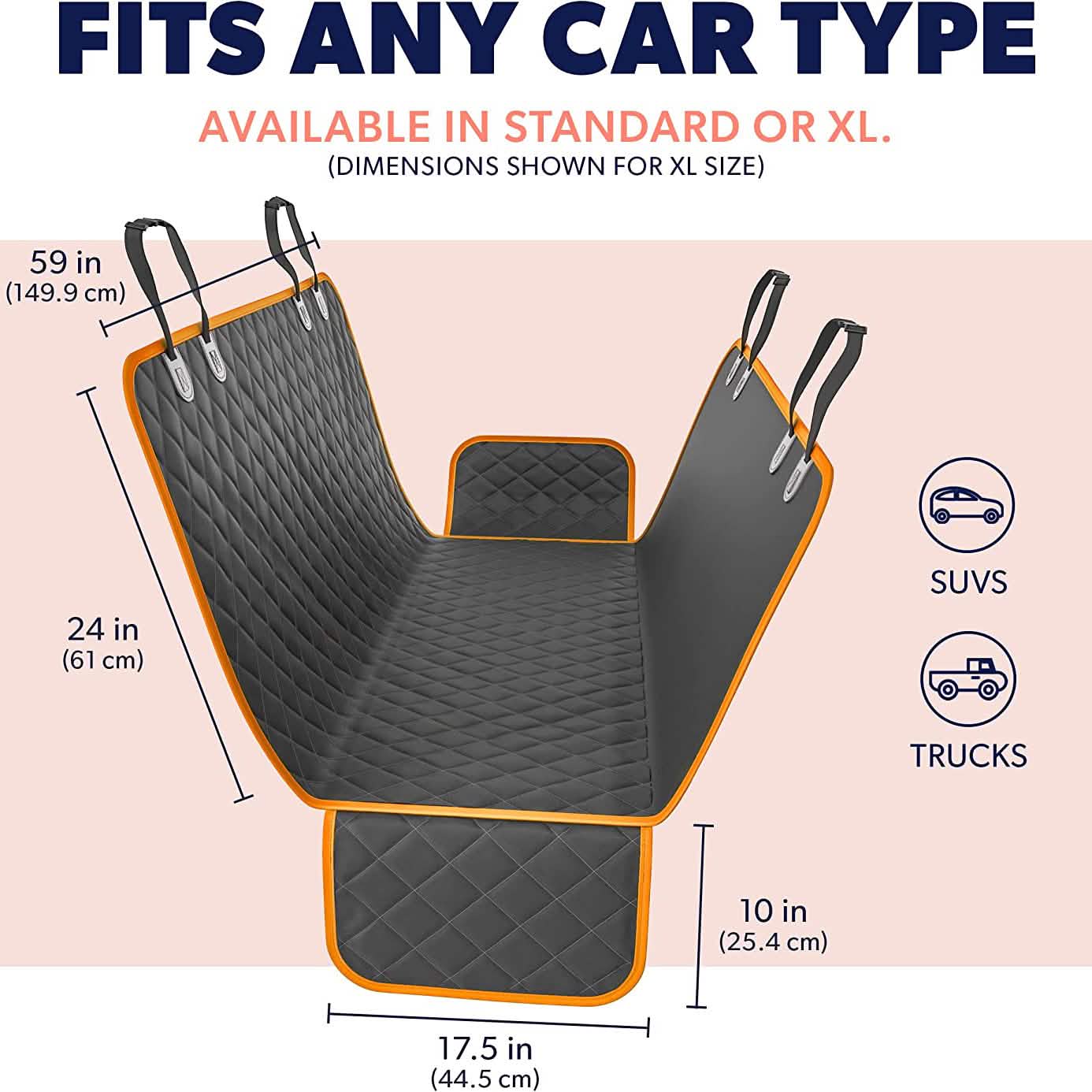 Dog Rear Seat Cover Hammock - Waterproof Anti-Scratch Non-Slip Pet Car Protector