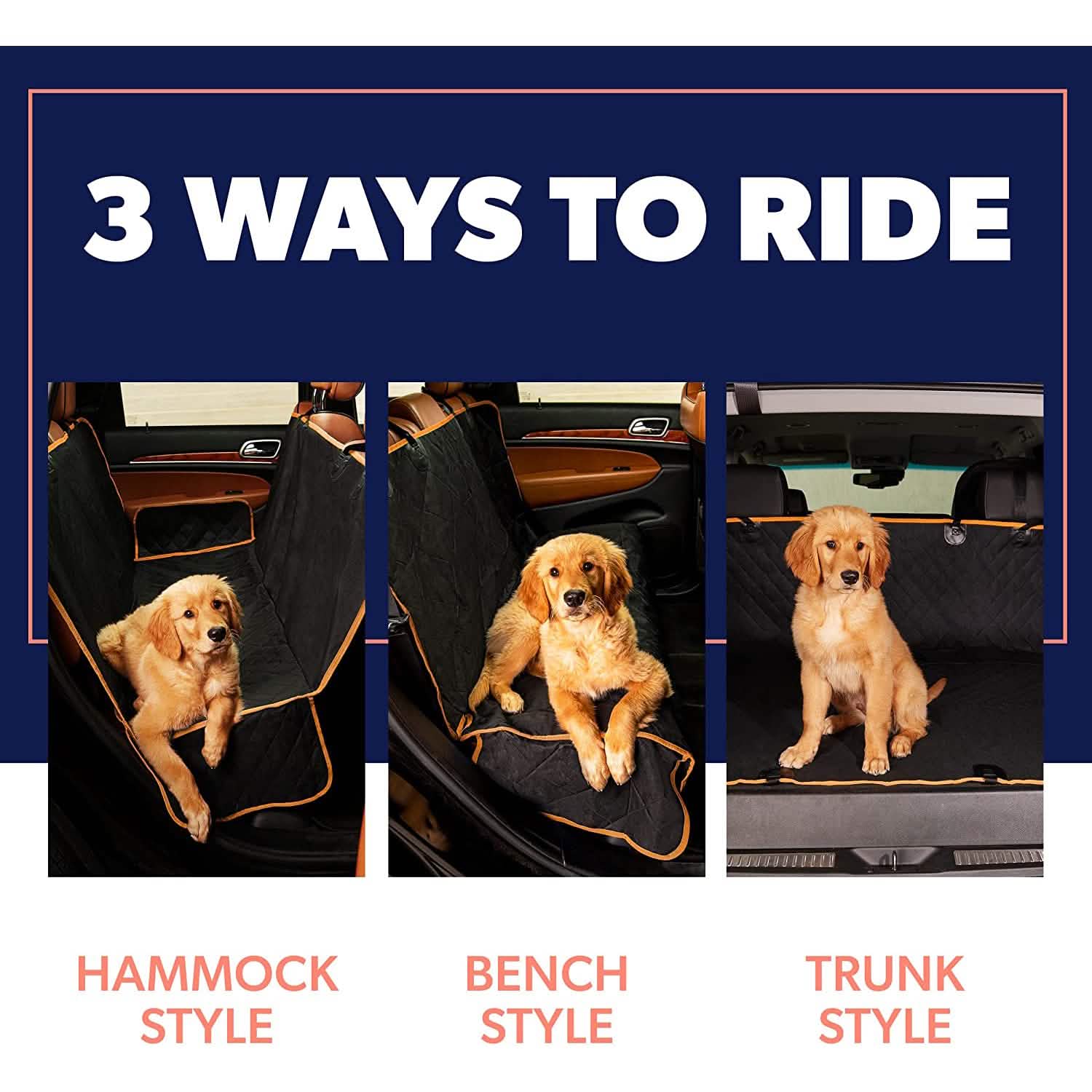 Dog Rear Seat Cover Hammock - Waterproof Anti-Scratch Non-Slip Pet Car Protector