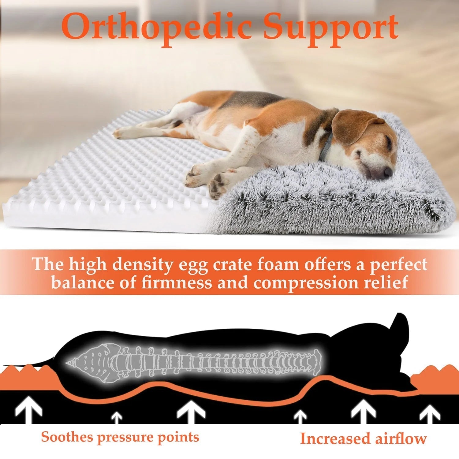 Large Dog Bed – Soft Gray Plush Mat