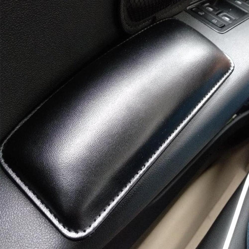 Leather Knee Pad for Car Interior Pillow Comfortable Leather Auto Center Console Knee Cushion Soft Pad Elastic Cushion Memory Foam Thigh Support Comfort Elastic Pillow Car Interior Accessories Universal Thigh Support Accessories 18X8.2cm