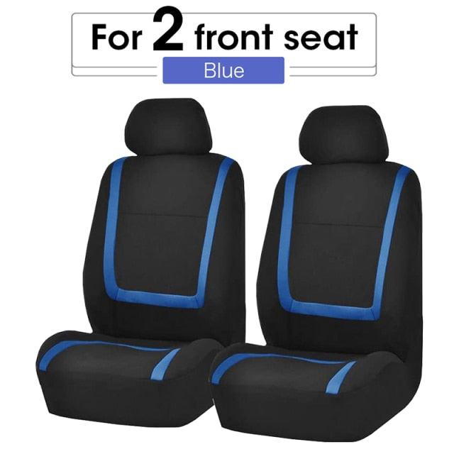 Full Set Flat Cloth Car Seat Covers - Front & Rear Split Bench Universal Fit