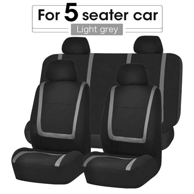 Full Set Flat Cloth Car Seat Covers - Front & Rear Split Bench Universal Fit