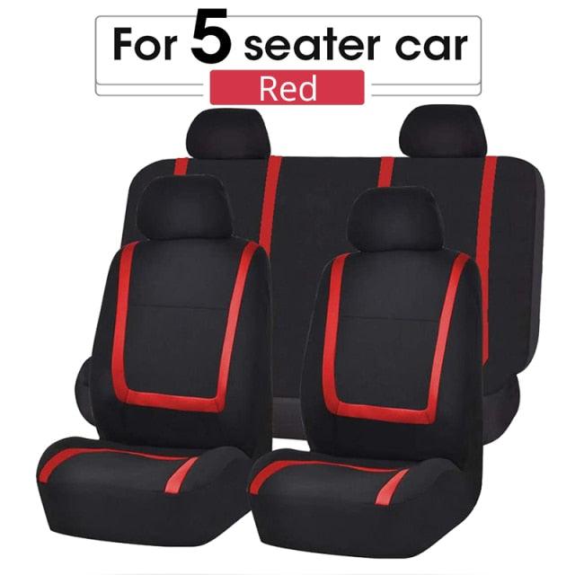 Full Set Flat Cloth Car Seat Covers - Front & Rear Split Bench Universal Fit