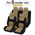 Full Set Flat Cloth Car Seat Covers - Front & Rear Split Bench Universal Fit