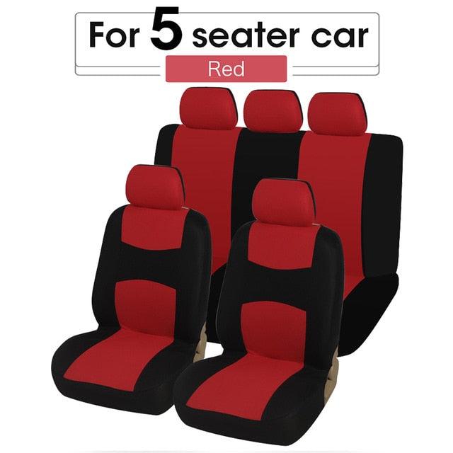 Full Set Flat Cloth Car Seat Covers - Front & Rear Split Bench Universal Fit