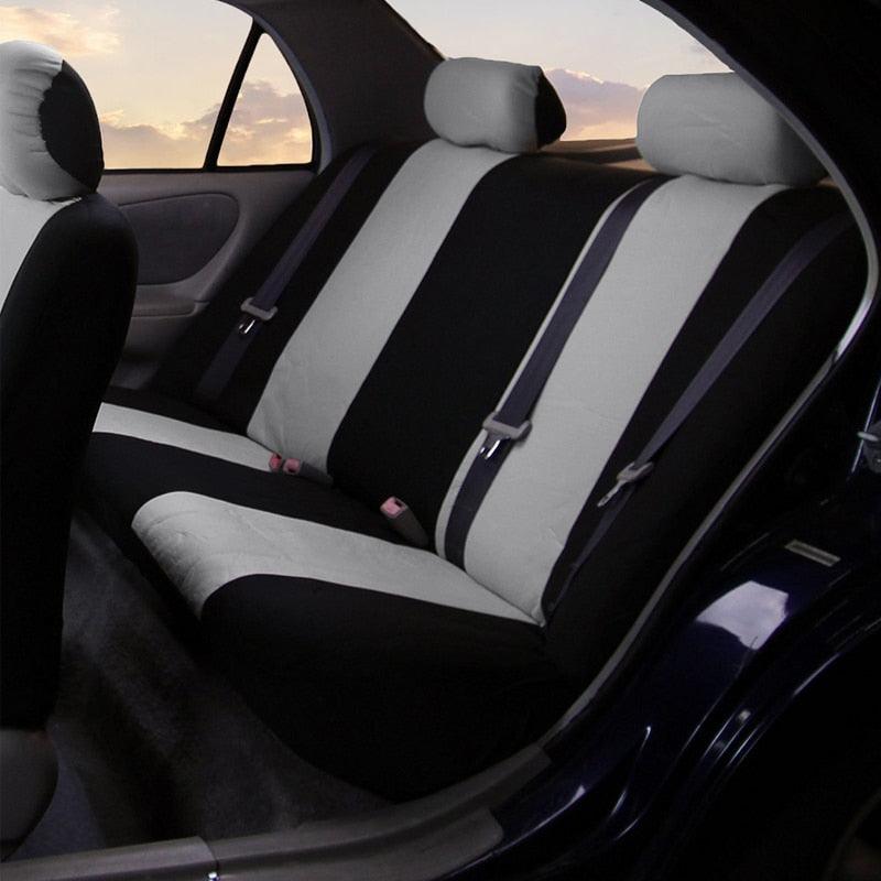 Full Set Flat Cloth Car Seat Covers - Front & Rear Split Bench Universal Fit
