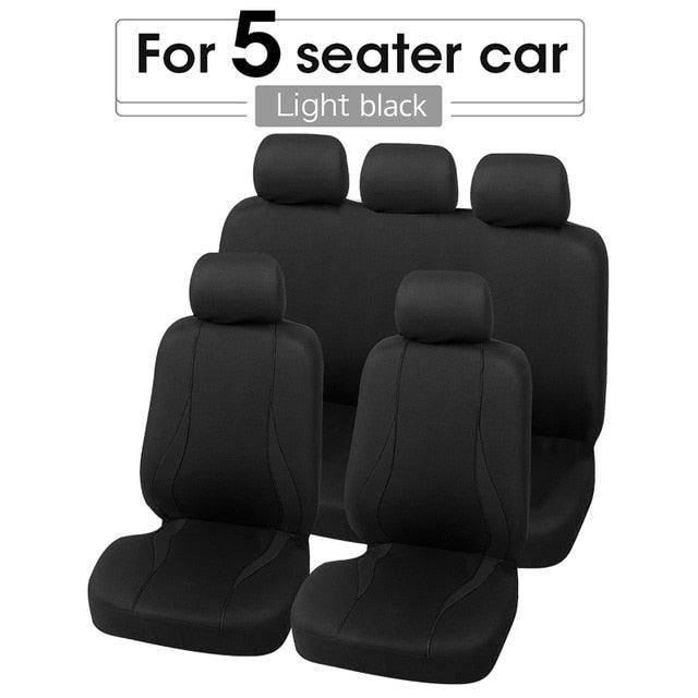 Full Set Flat Cloth Car Seat Covers - Front & Rear Split Bench Universal Fit