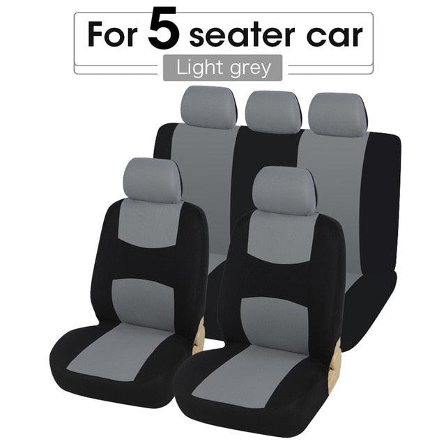 Full Set Flat Cloth Car Seat Covers - Front & Rear Split Bench Universal Fit