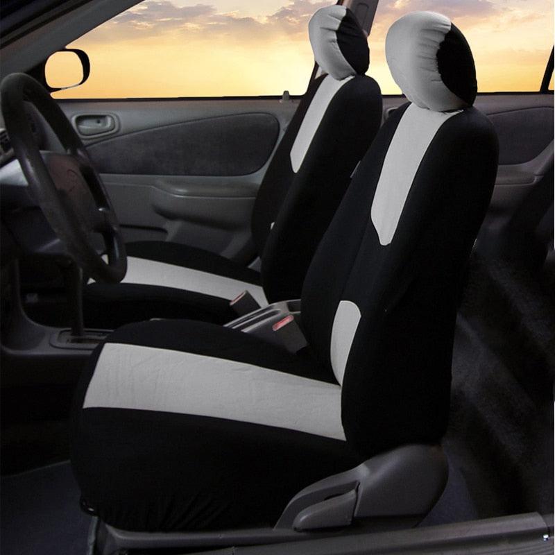 Full Set Flat Cloth Car Seat Covers - Front & Rear Split Bench Universal Fit