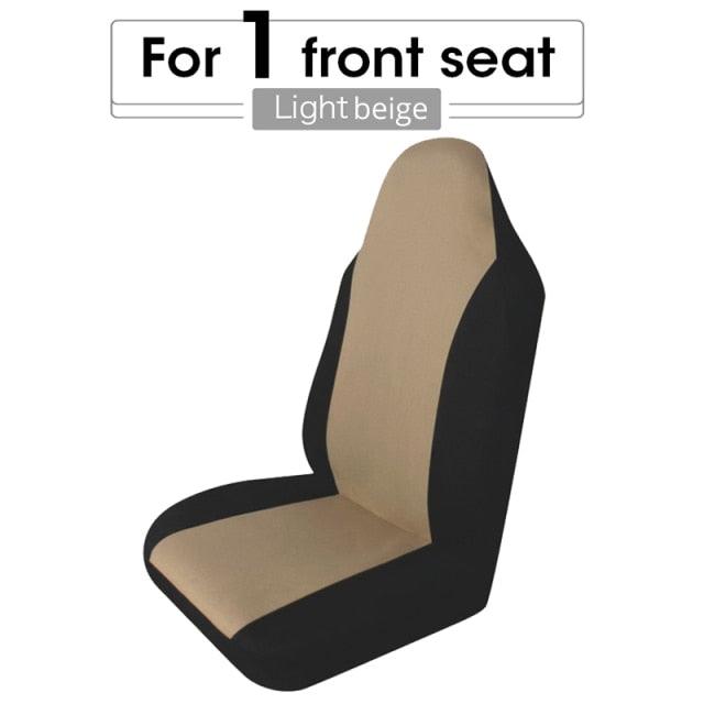 Full Set Flat Cloth Car Seat Covers - Front & Rear Split Bench Universal Fit